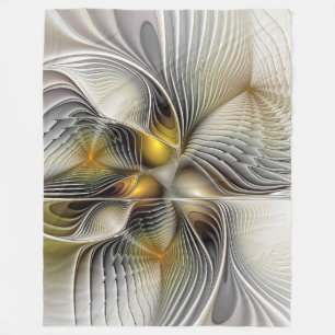 Optical Illusion Abstract 3D Fractal With Depth Fleece Blanket