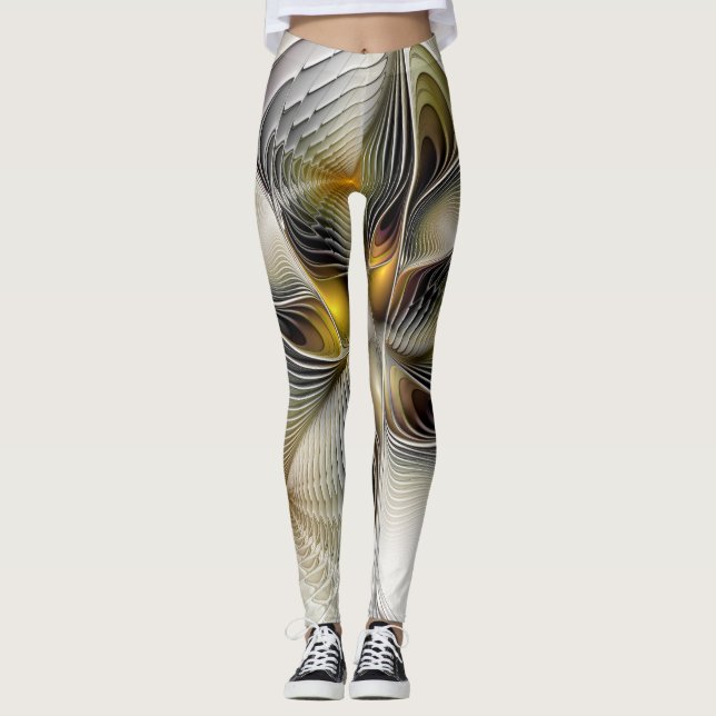 Optical Illusion Abstract 3D Fractal With Depth Leggings (Front)