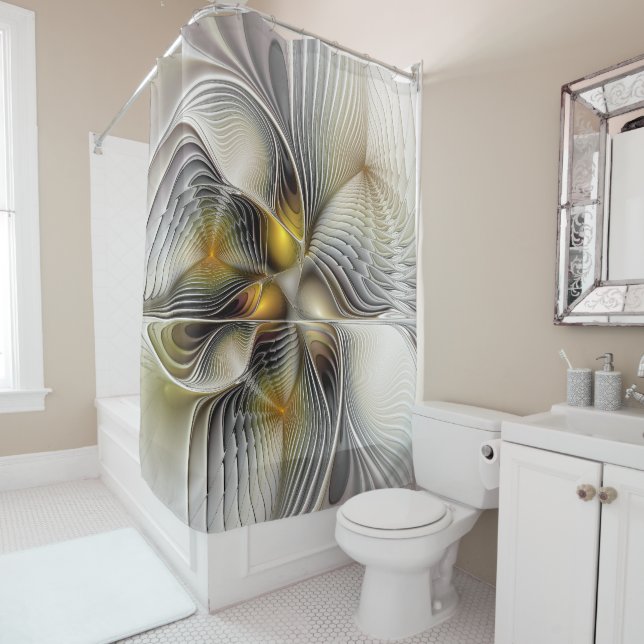 Optical Illusion Abstract 3D Fractal With Depth Shower Curtain (In Situ)