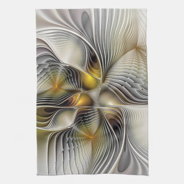 Optical Illusion Abstract 3D Fractal With Depth Tea Towel (Vertical)