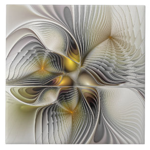 Optical Illusion Abstract 3D Fractal With Depth Tile