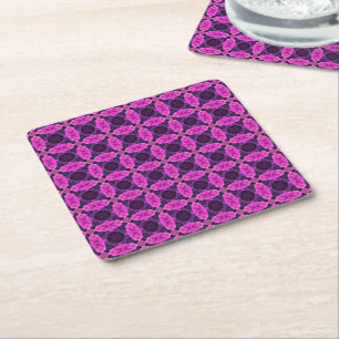 Optical illusion and neon bright square paper coaster