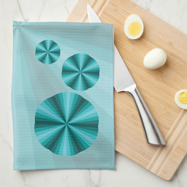 Optical Illusion Aqua Hand Towel (Quarter Fold)
