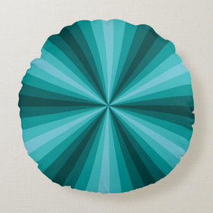 Optical Illusion Aqua Round Pillow