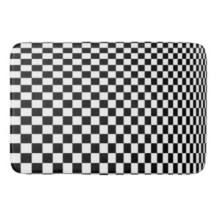 Optical Illusion Black and White Checkers Bath Mat