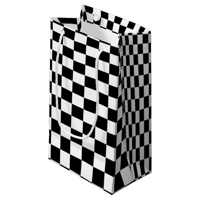 Optical Illusion Black and White Checkers Small Gift Bag (Front Angled)
