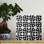 Optical Illusion Black And White Geometric Pattern Tile<br><div class="desc">Modern decorative ceramic tile design featuring a mosaic pattern made of geometric white shapes on a black background. Texture with optical illusion effect.</div>