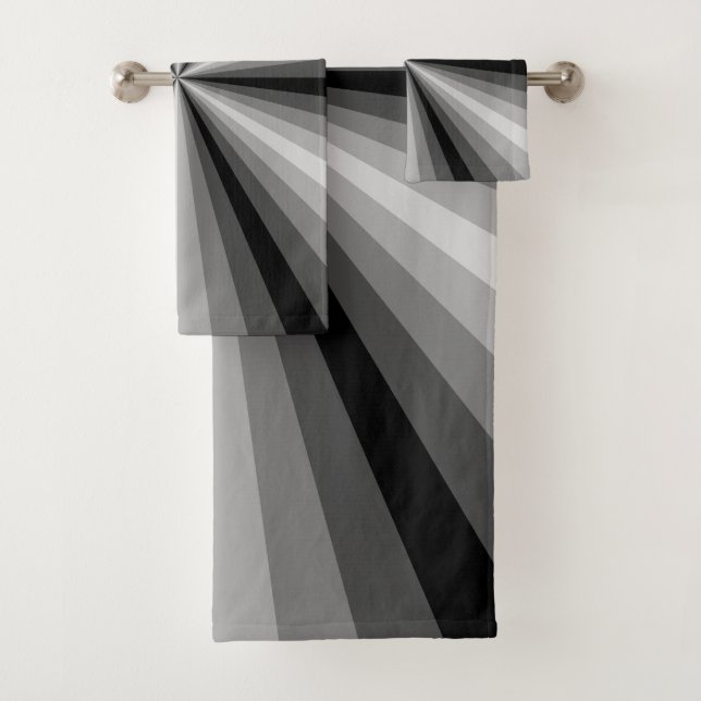 Optical Illusion Black Bathroom Towel Set (Insitu)
