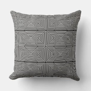 Optical Illusion Black & White Geometric Cushion