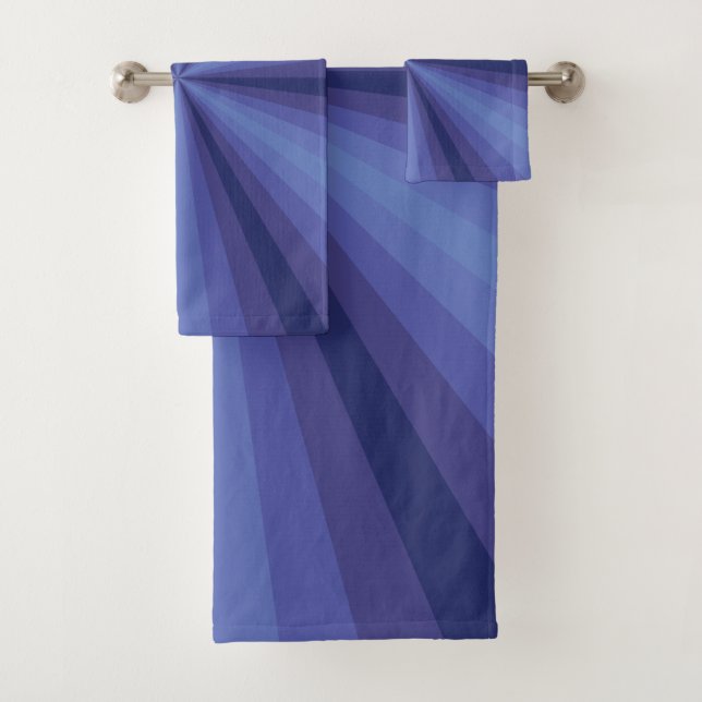 Optical Illusion Blue Bathroom Towel Set (Insitu)