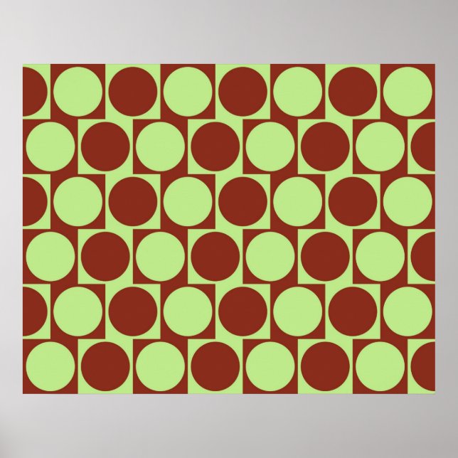 Optical Illusion Cafe Wall Effect Circles Deep Red Poster (Front)
