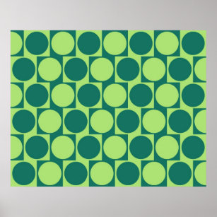 Optical Illusion Cafe Wall Effect Circles Green Poster