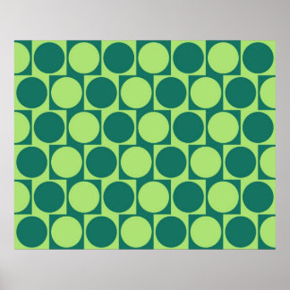 Optical Illusion Cafe Wall Effect Circles Green Poster