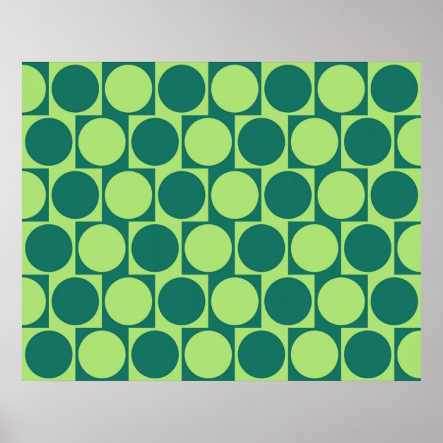 Optical Illusion Cafe Wall Effect Circles Green Poster (Front)