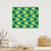 Optical Illusion Cafe Wall Effect Circles Green Poster (Kitchen)