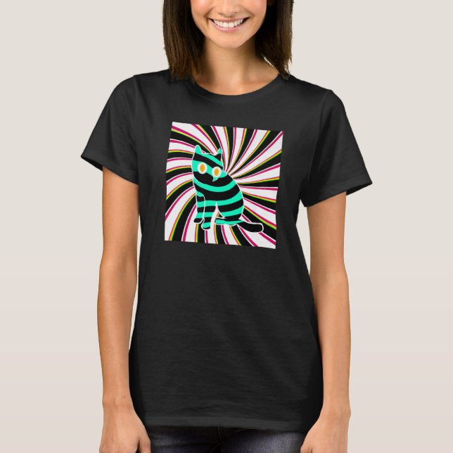Optical illusion cat meow kitty cute kitten adorab T-Shirt (Front)