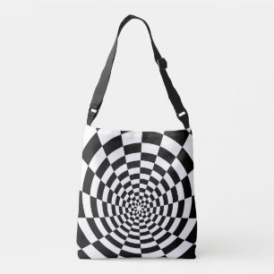 Optical Illusion chequered spatial pattern Crossbody Bag