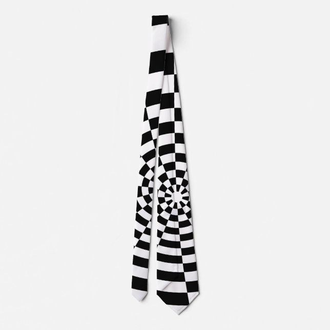 Optical Illusion chequered spatial pattern Tie (Back)