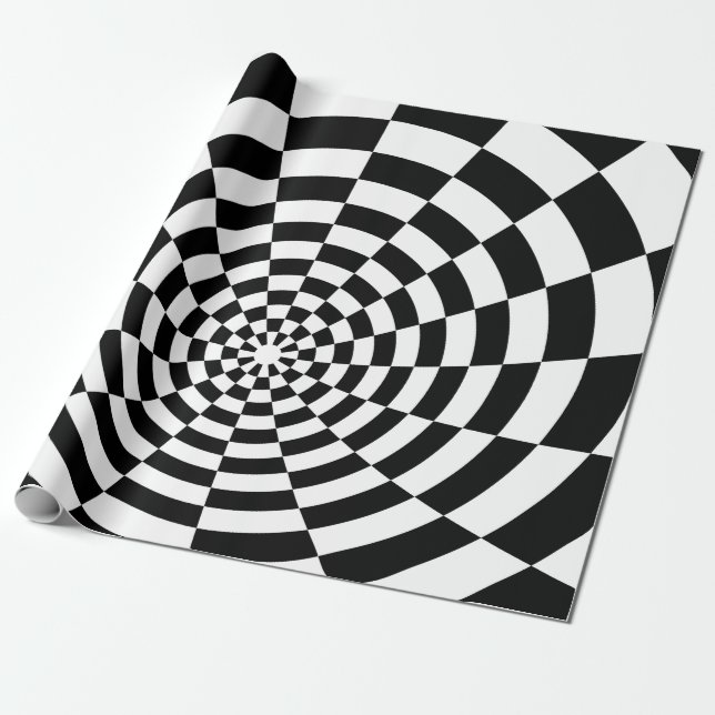 Optical Illusion chequered spatial pattern Wrapping Paper (Unrolled)