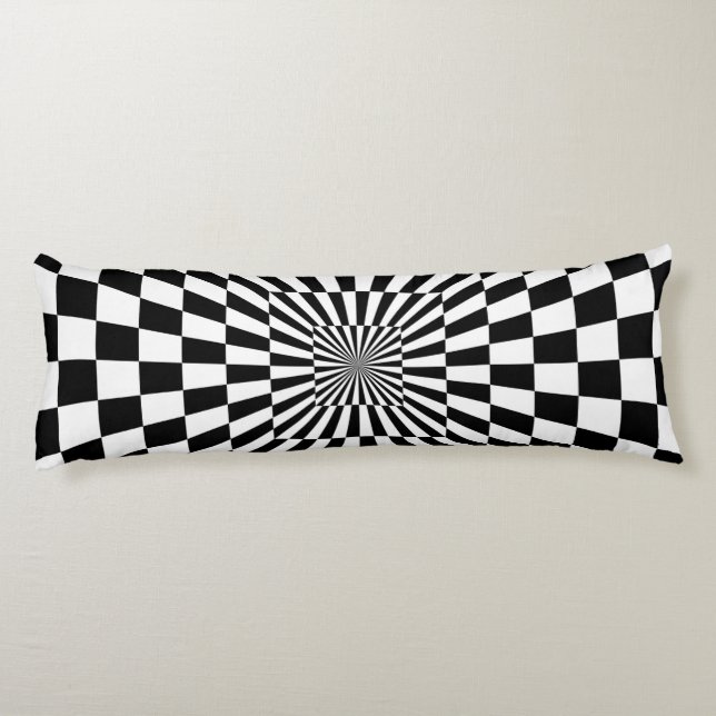 optical illusion chessboard tunnel body cushion (Back)