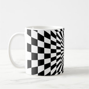 optical illusion chessboard tunnel coffee mug