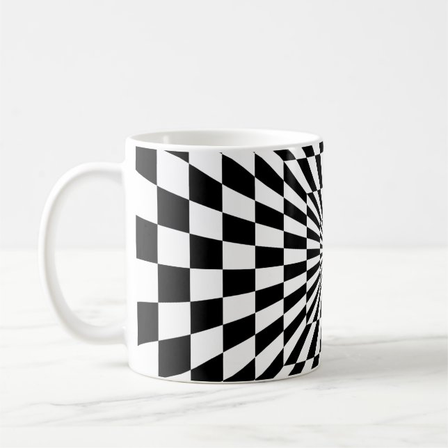 optical illusion chessboard tunnel coffee mug (Left)