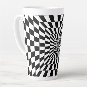 optical illusion chessboard tunnel latte mug