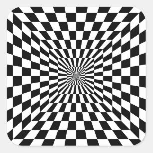 optical illusion chessboard tunnel square sticker