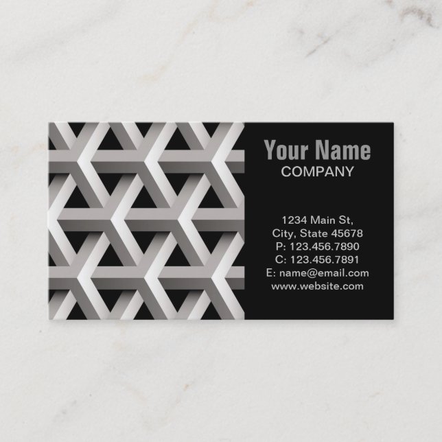 optical illusion chic black and white geometric business card (Front)