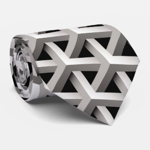 optical illusion chic black grey geometric pattern tie