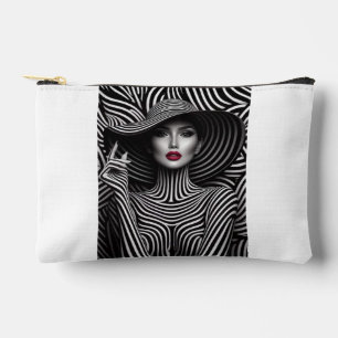 "Optical Illusion Chic – Bold Striped Cosmetic Bag