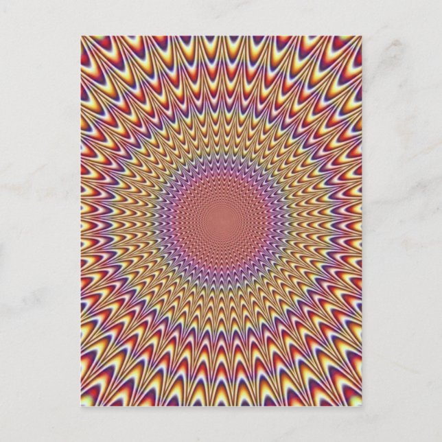 Optical Illusion Circle Hypnotic Rainbow Colourful Postcard (Front)