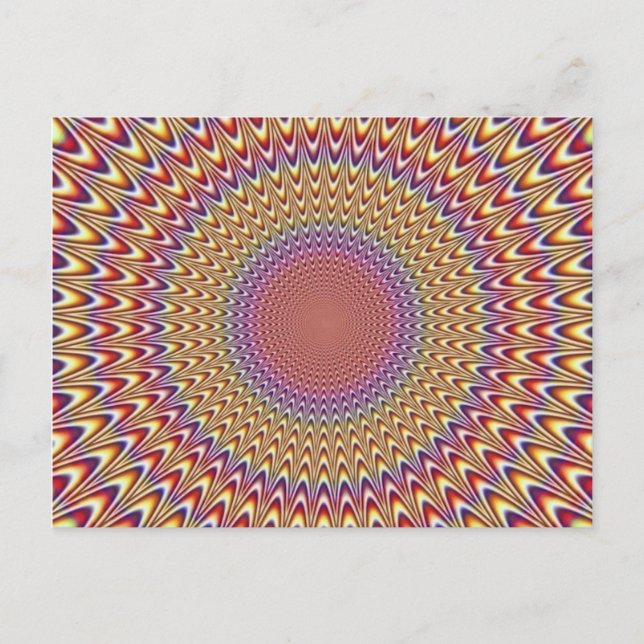 Optical Illusion Circle Hypnotic Rainbow Colourful Postcard (Front)