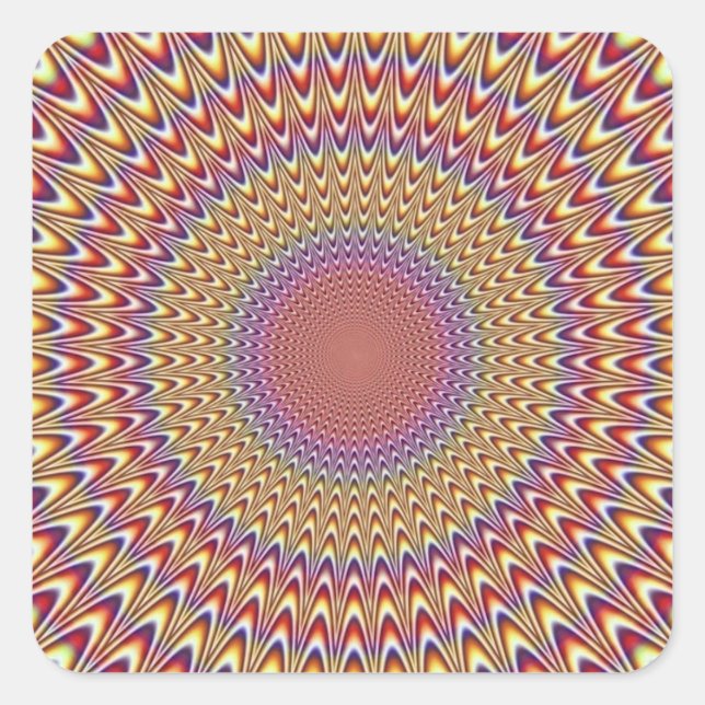 Optical Illusion Circle Hypnotic Rainbow Colourful Square Sticker (Front)