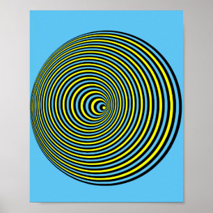 Optical Illusion Circle on the Blue Poster