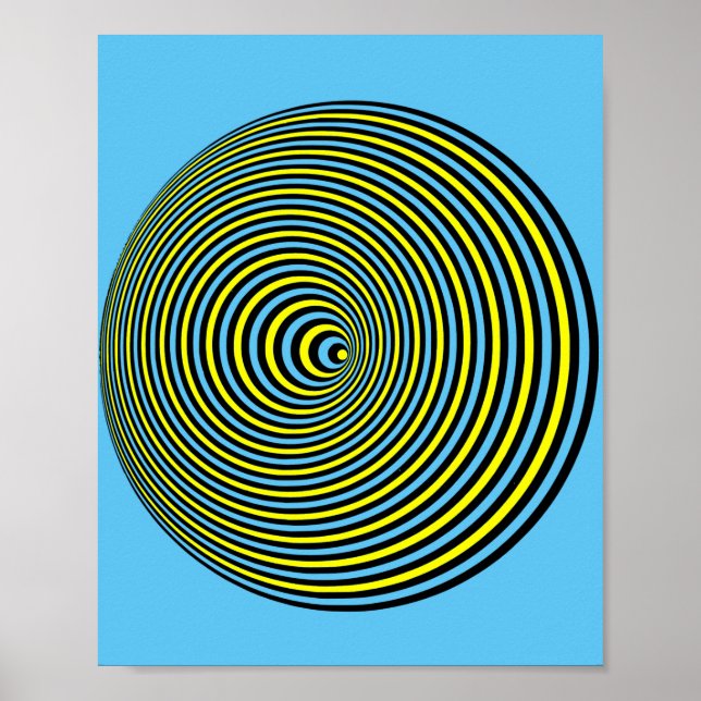 Optical Illusion Circle on the Blue Poster (Front)