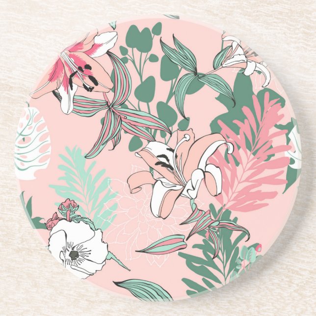 Optical Illusion Circles: Monochrome Seamless Patt Coaster (Front)