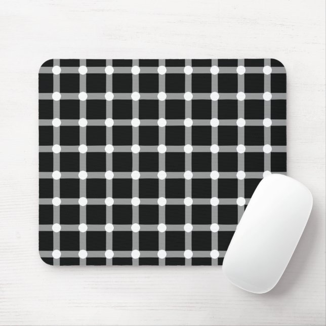 Optical Illusion Design Disappearing Black Dots Mouse Mat (With Mouse)