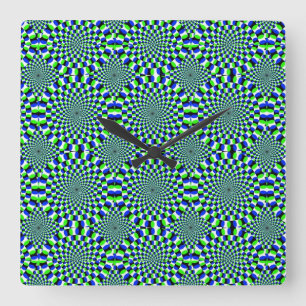 Optical Illusion Expansion Turning Wheels Chaotic Square Wall Clock