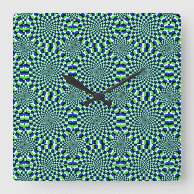 Optical Illusion Expansion Turning Wheels Chaotic Square Wall Clock (Front)