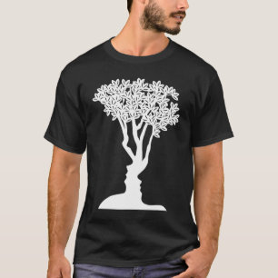 Optical Illusion Funny Novelty Tree or Faces  T-Shirt
