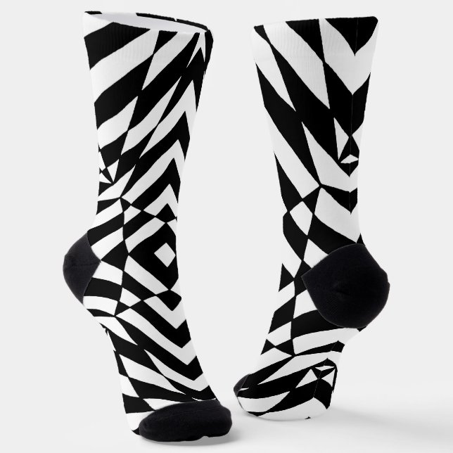 OPTICAL ILLUSION Geometric Art Hypnotic Design Socks (Angled)
