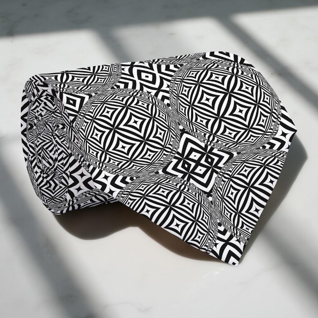 Optical Illusion Geometric Black And White Pattern Tie (Creator Uploaded)
