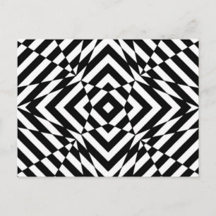 OPTICAL ILLUSION GRAPHIC BLACK AND WHITE PRINT POSTCARD