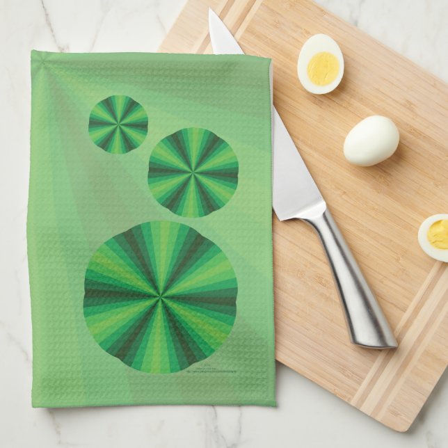 Optical Illusion Green Hand Towel (Quarter Fold)