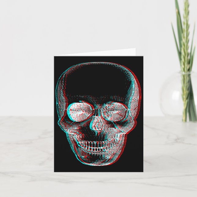 Optical Illusion Halloween Skeleton Skull  Card (Front)