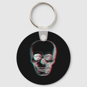 Optical Illusion Halloween Skeleton Skull Key Ring