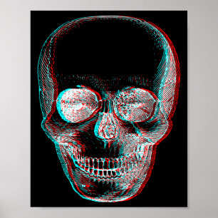 Optical Illusion Halloween Skeleton Skull Poster