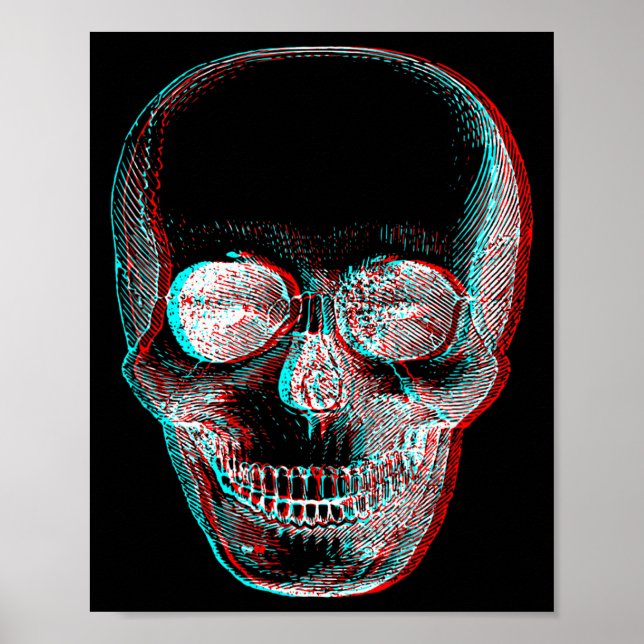 Optical Illusion Halloween Skeleton Skull  Poster (Front)