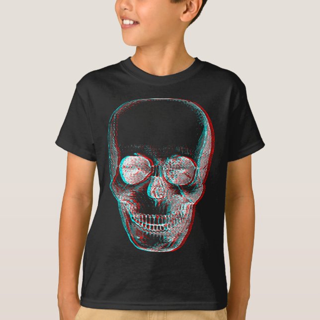 Optical Illusion Halloween Skeleton Skull  T-Shirt (Front)